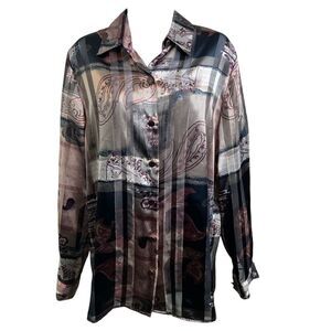 Vintage Chagall Womens 80’s Vibes Post Modern Art To Wear Quirky Blouse Size 10‎